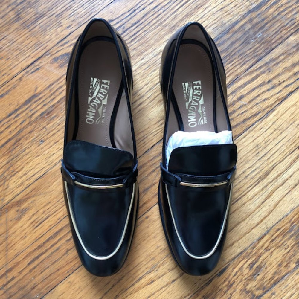 NWT Black Patent Leather Ferragamo Loafers - Retail $895